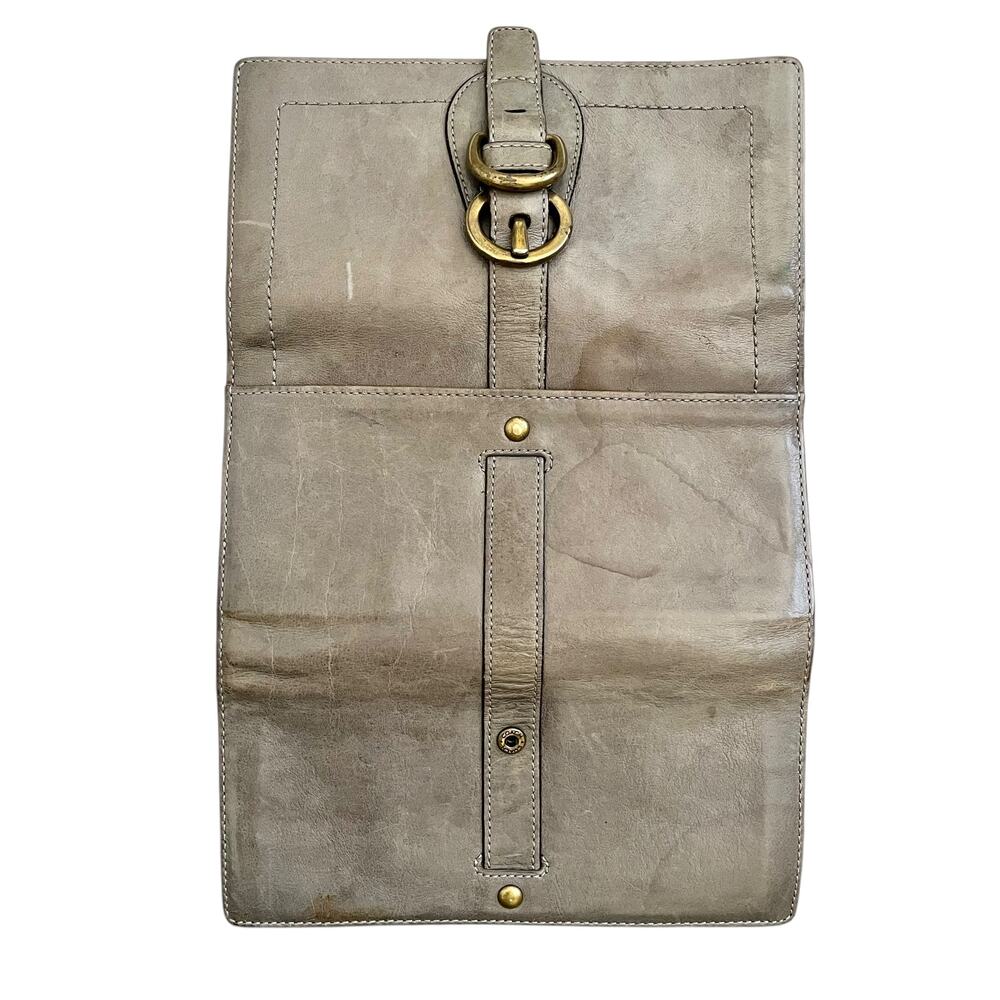 Coach Legacy Gray Garcia Leather Brass Buckle Long Slim Envelope Wallet #41832 - Picture 6 of 10
